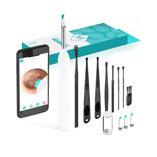 White Ear Wax Removal Tool with Camera – HD Ear Cleaner with 6 LED Lights